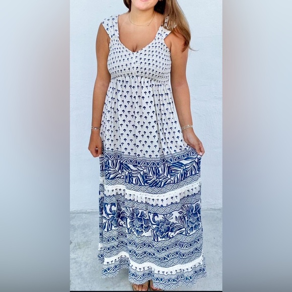 Angie Dresses & Skirts - Angie, Elegant Blue and White Maxi Dress, size large
